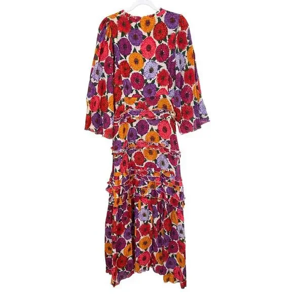 La DoubleJ Jeanne Maxi Dress Zinnie Creponne Floral Print Gown Tuckernuck XL - Picture 8 of 15